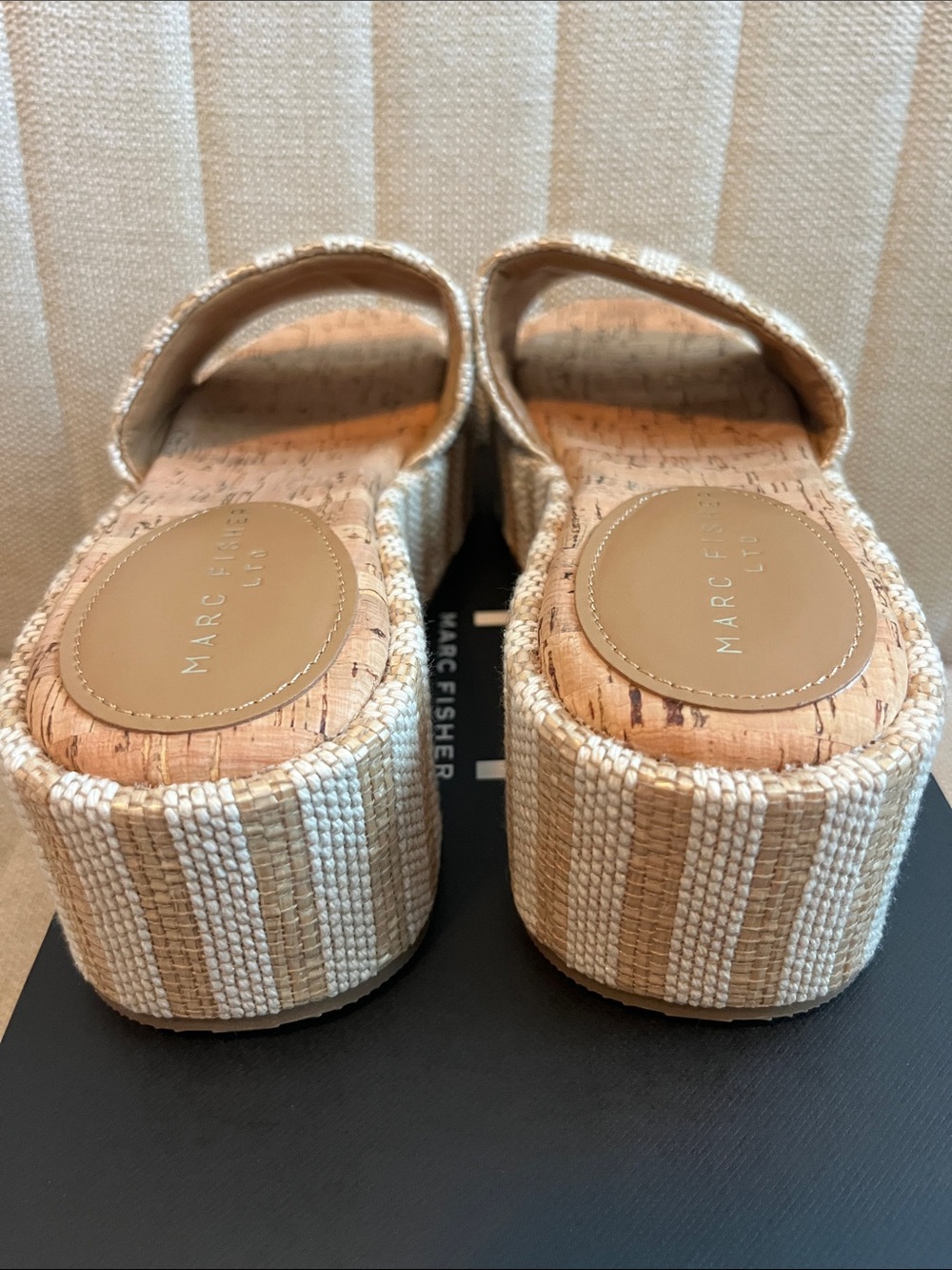 Marc fisher Daylin retro chic platform summer stripe sandals NWB SZ 9.5 - Picture 6 of 7